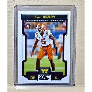 K.J. Henry 2023 Panini NFL #393 Score Rookie Football Card Washington Commanders
